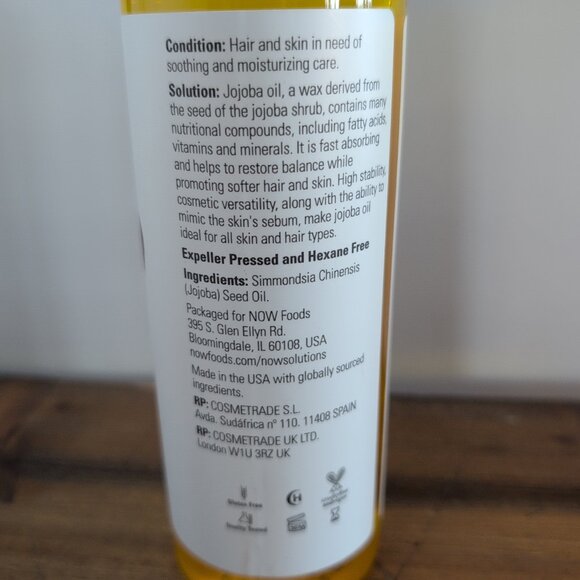 Lot Of 2 New NOW Solutions Moisturizing Jojoba Oil - 16 fl. oz. Exp 03/2028 - Picture 2 of 4